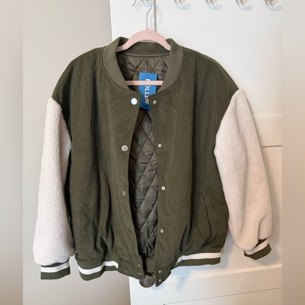 NWT Corduroy + Fleece Oversized Bomber Jacket